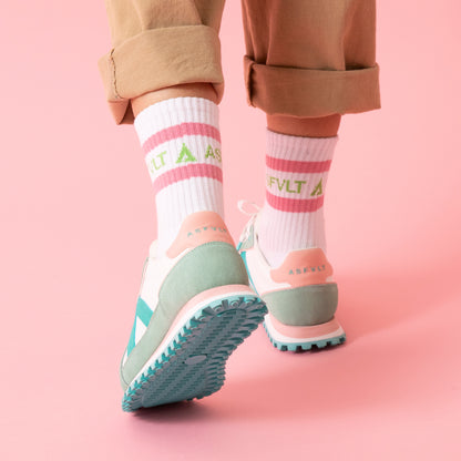 【ASFVLT アスファルト】【LINE SOCKS】WHITE×PINK×GREEN