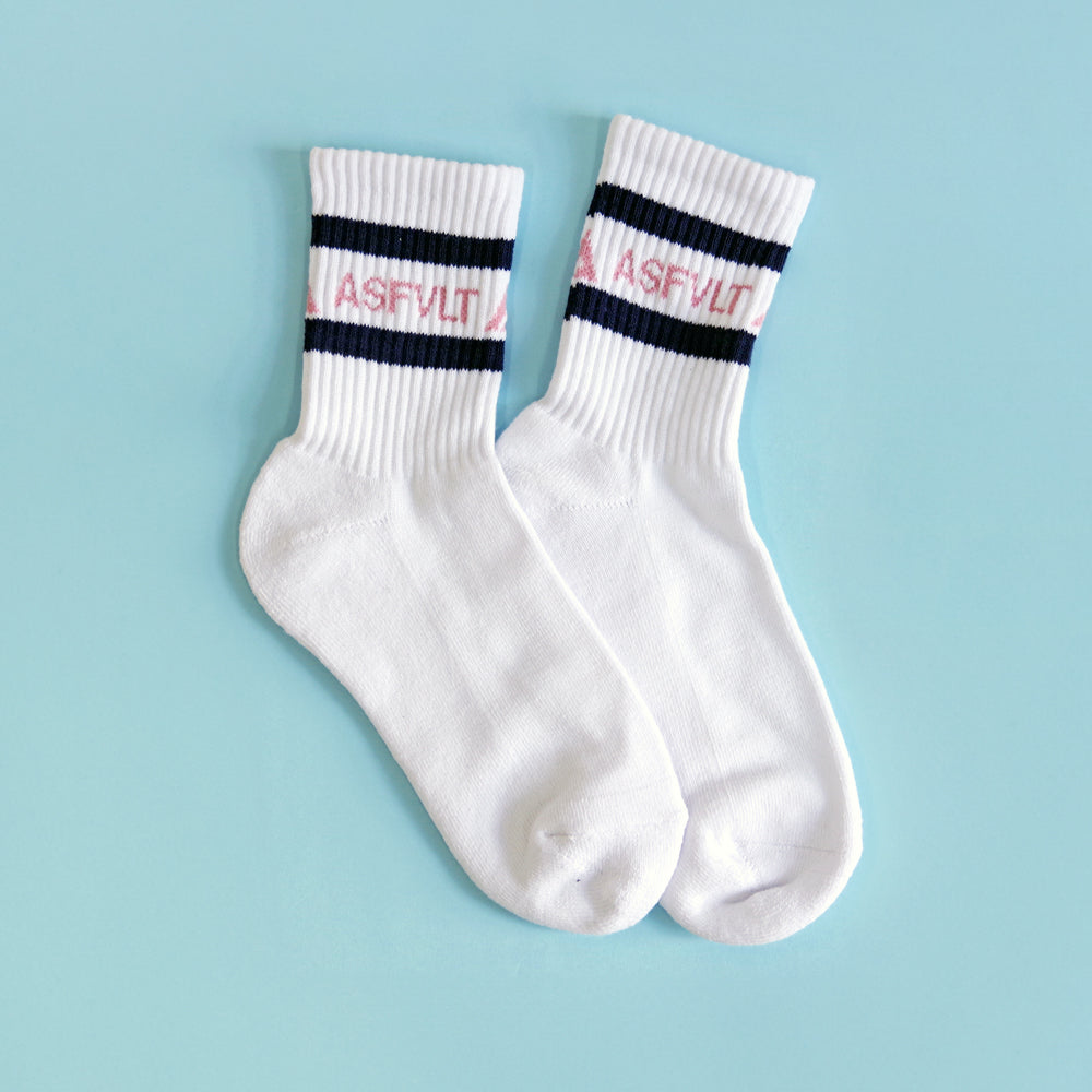 【ASFVLT アスファルト】【LINE SOCKS】WHITE×NAVY×PINK