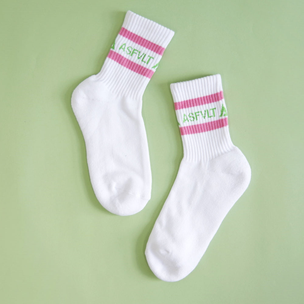 【ASFVLT アスファルト】【LINE SOCKS】WHITE×PINK×GREEN