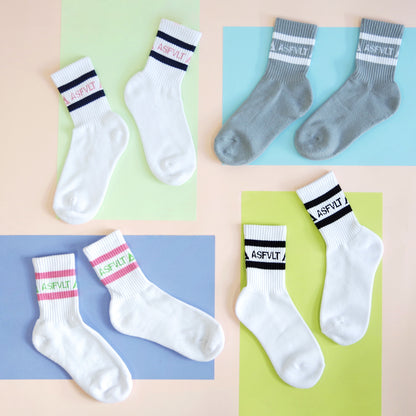 【ASFVLT アスファルト】【LINE SOCKS】GREY×WHITE