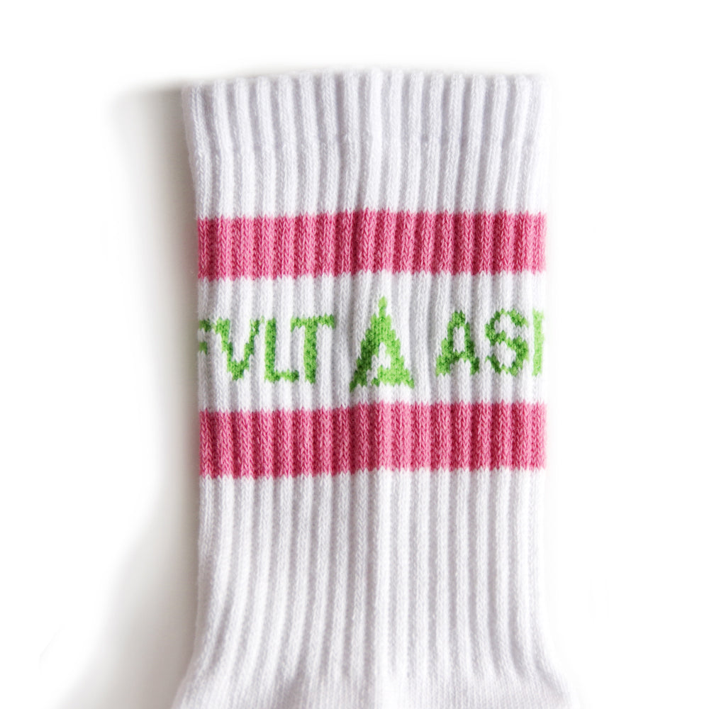 【ASFVLT アスファルト】【LINE SOCKS】WHITE×PINK×GREEN