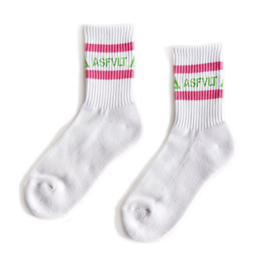 【ASFVLT アスファルト】【LINE SOCKS】WHITE×PINK×GREEN