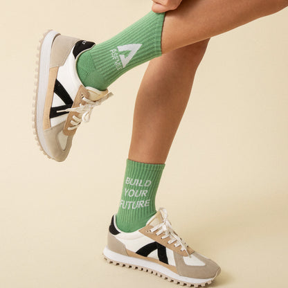 【ASFVLT アスファルト】【LOGO SOCKS】GREEN×WHITE