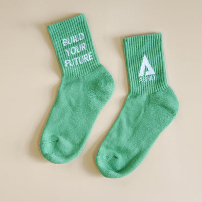 【ASFVLT アスファルト】【LOGO SOCKS】GREEN×WHITE