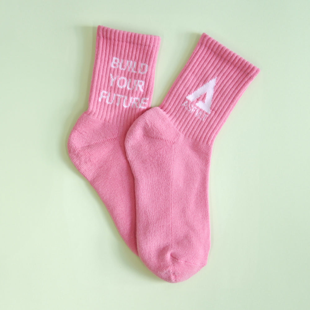 【ASFVLT アスファルト】【LOGO SOCKS】PINK×WHITE