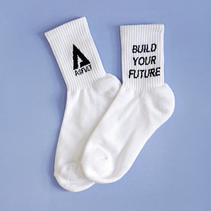 【ASFVLT アスファルト】【LOGO SOCKS】WHITE×BLACK