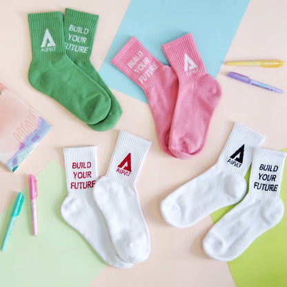 【ASFVLT アスファルト】【LOGO SOCKS】PINK×WHITE