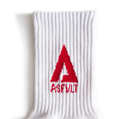 【ASFVLT アスファルト】【LOGO SOCKS】WHITE×RED