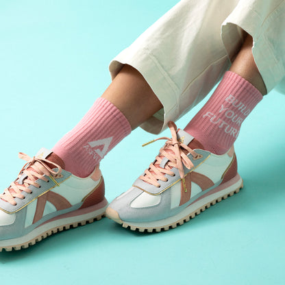 【ASFVLT アスファルト】【LOGO SOCKS】PINK×WHITE