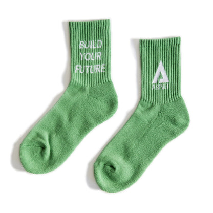 【ASFVLT アスファルト】【LOGO SOCKS】GREEN×WHITE