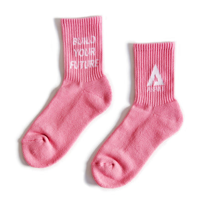 【ASFVLT アスファルト】【LOGO SOCKS】PINK×WHITE