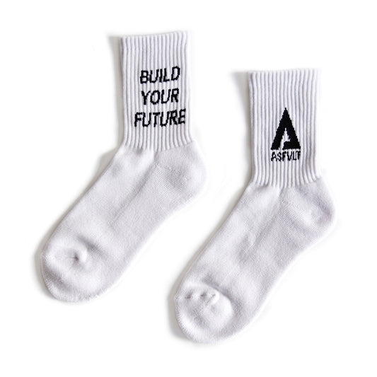 【ASFVLT アスファルト】【LOGO SOCKS】WHITE×BLACK