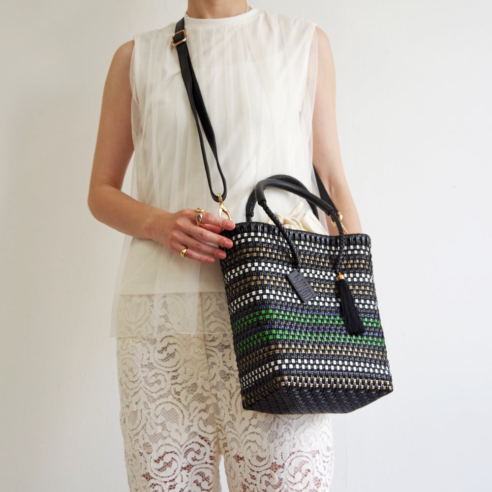 【極美品】WOVEN ウーヴン　ミニショルダートートバック　メルカドバック WOVEN ウーヴン】ミニトートバッグ メキシコ製 バスケットバッグ