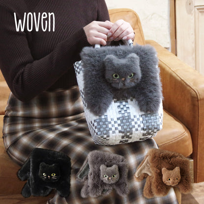 【売上の一部を寄付｜保護犬猫支援】WOVEN ウーヴン 【ECO FUR NEKO FLAP COVER】 エコファー猫フラップカバー かばん用アクセサリー ネコ 猫 ねこ 縦型