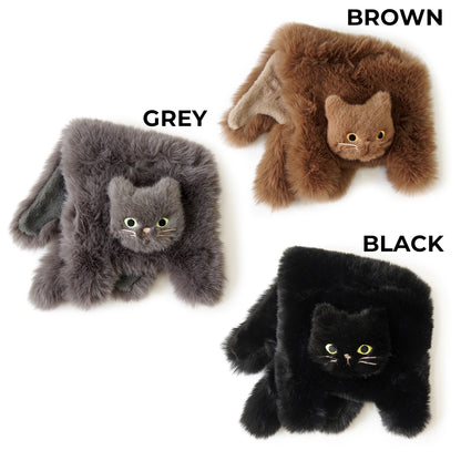 【売上の一部を寄付｜保護犬猫支援】WOVEN ウーヴン 【ECO FUR NEKO FLAP COVER】 エコファー猫フラップカバー かばん用アクセサリー ネコ 猫 ねこ 縦型