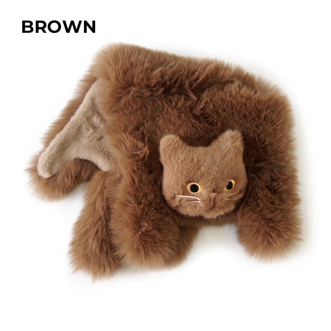 【売上の一部を寄付｜保護犬猫支援】WOVEN ウーヴン 【ECO FUR NEKO FLAP COVER】 エコファー猫フラップカバー かばん用アクセサリー ネコ 猫 ねこ 縦型