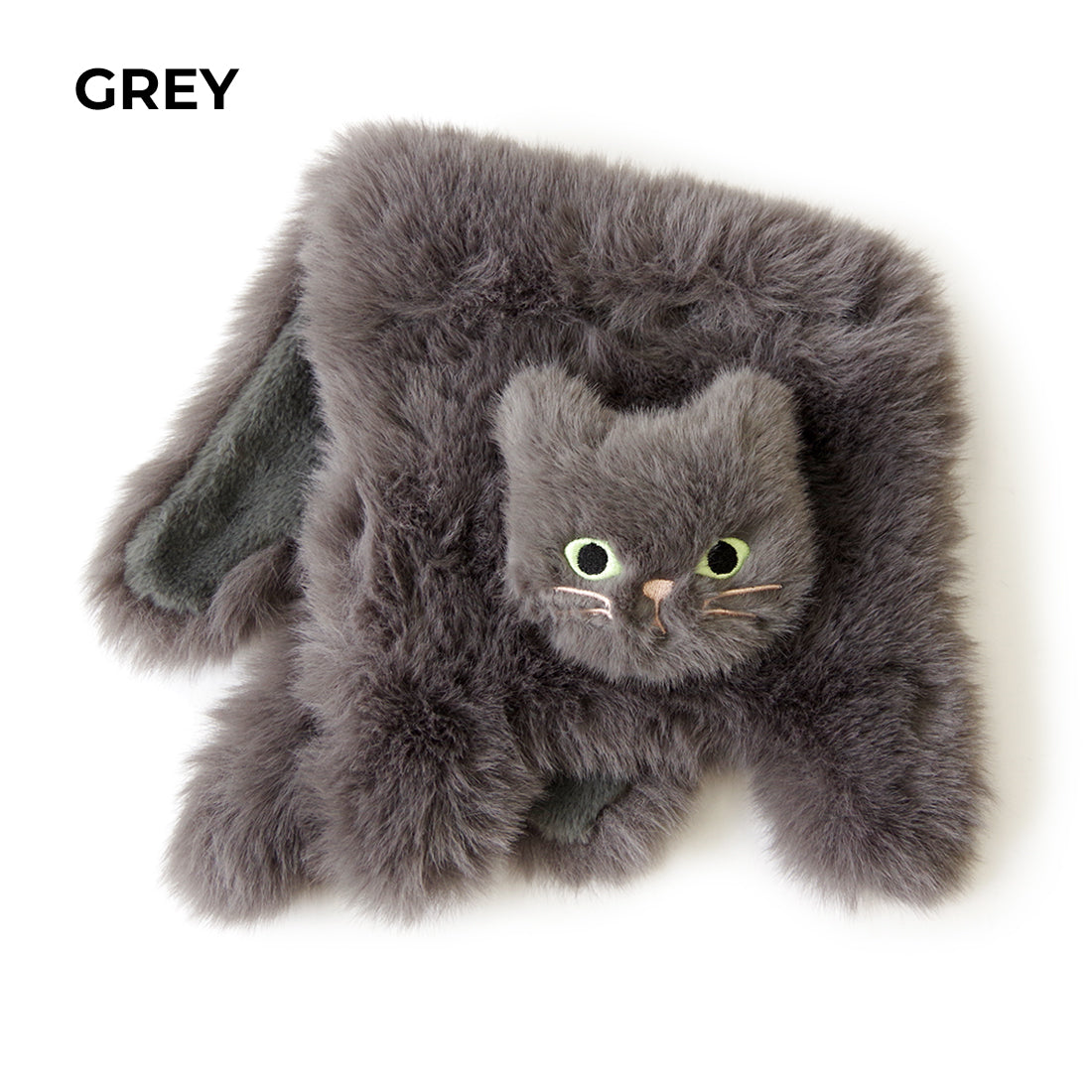 【売上の一部を寄付｜保護犬猫支援】WOVEN ウーヴン 【ECO FUR NEKO FLAP COVER】 エコファー猫フラップカバー かばん用アクセサリー ネコ 猫 ねこ 縦型
