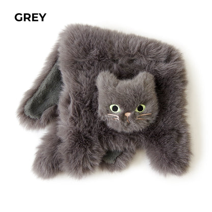 【売上の一部を寄付｜保護犬猫支援】WOVEN ウーヴン 【ECO FUR NEKO FLAP COVER】 エコファー猫フラップカバー かばん用アクセサリー ネコ 猫 ねこ 縦型