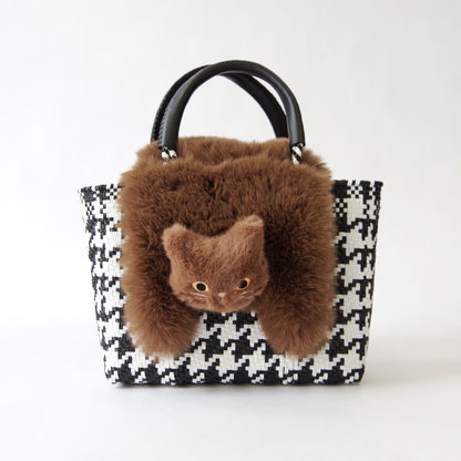 【売上の一部を寄付｜保護犬猫支援】WOVEN ウーヴン 【ECO FUR NEKO FLAP COVER】 エコファー猫フラップカバー かばん用アクセサリー ネコ 猫 ねこ 縦型