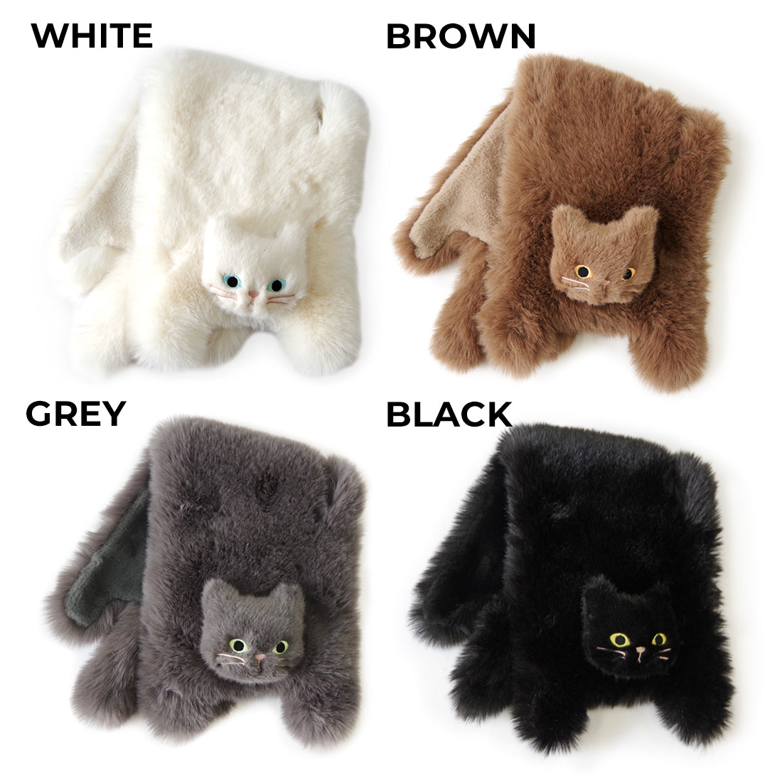 【売上の一部を寄付｜保護犬猫支援】WOVEN ウーヴン 【ECO FUR NEKO FLAP COVER】 エコファー猫フラップカバー かばん用アクセサリー ネコ 猫 ねこ 横型