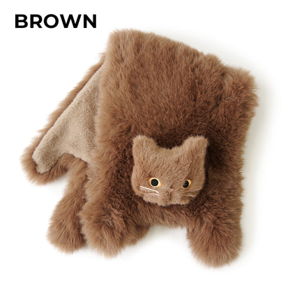 【売上の一部を寄付｜保護犬猫支援】WOVEN ウーヴン 【ECO FUR NEKO FLAP COVER】 エコファー猫フラップカバー かばん用アクセサリー ネコ 猫 ねこ 横型