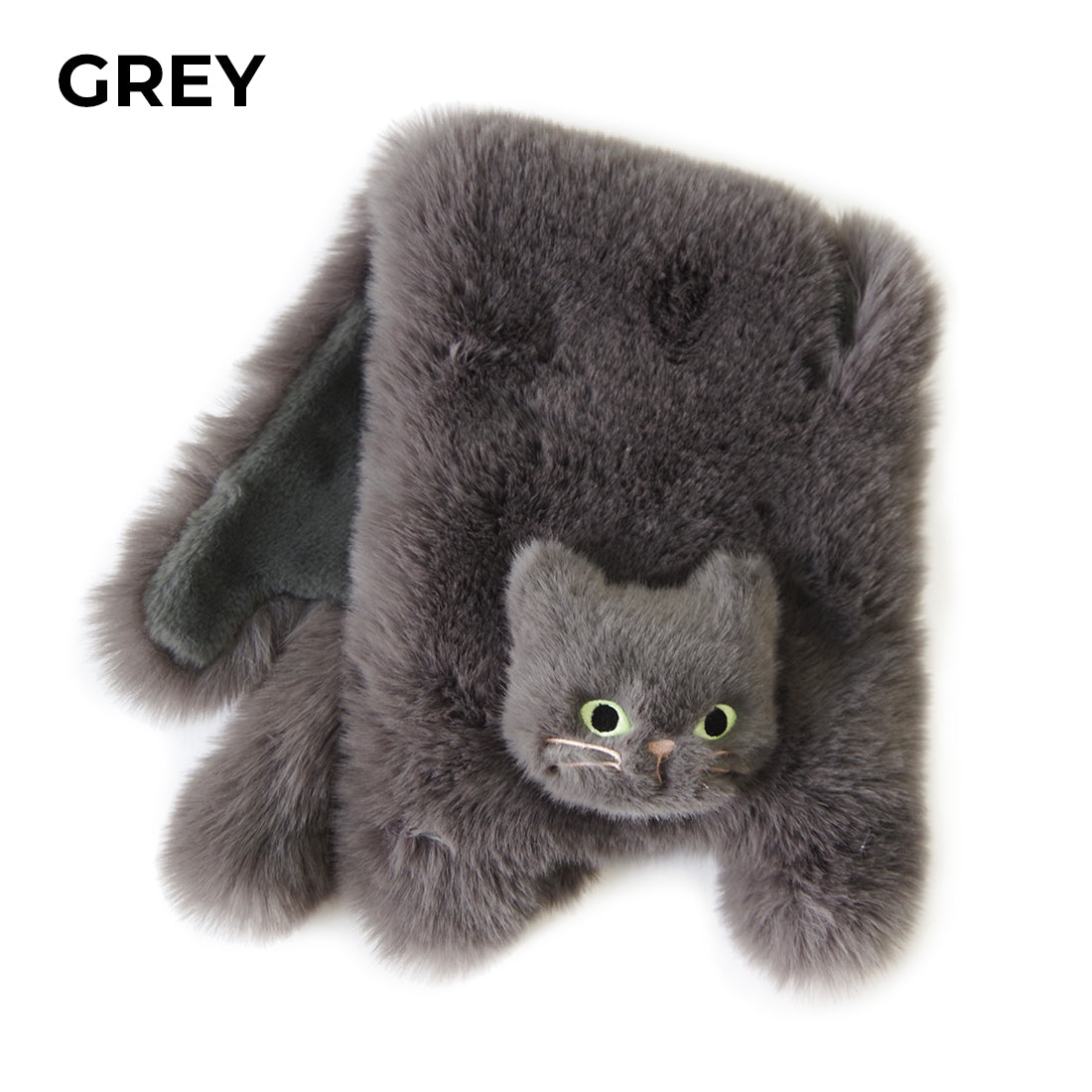 【売上の一部を寄付｜保護犬猫支援】WOVEN ウーヴン 【ECO FUR NEKO FLAP COVER】 エコファー猫フラップカバー かばん用アクセサリー ネコ 猫 ねこ 横型