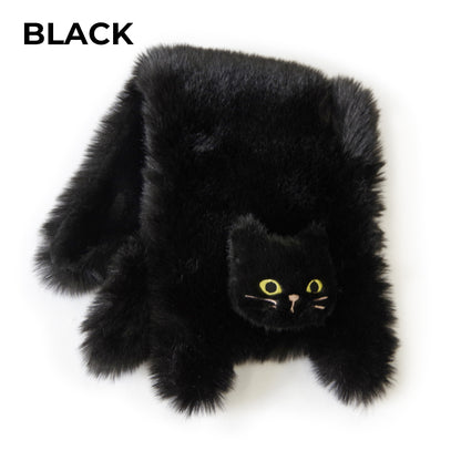 【売上の一部を寄付｜保護犬猫支援】WOVEN ウーヴン 【ECO FUR NEKO FLAP COVER】 エコファー猫フラップカバー かばん用アクセサリー ネコ 猫 ねこ 横型