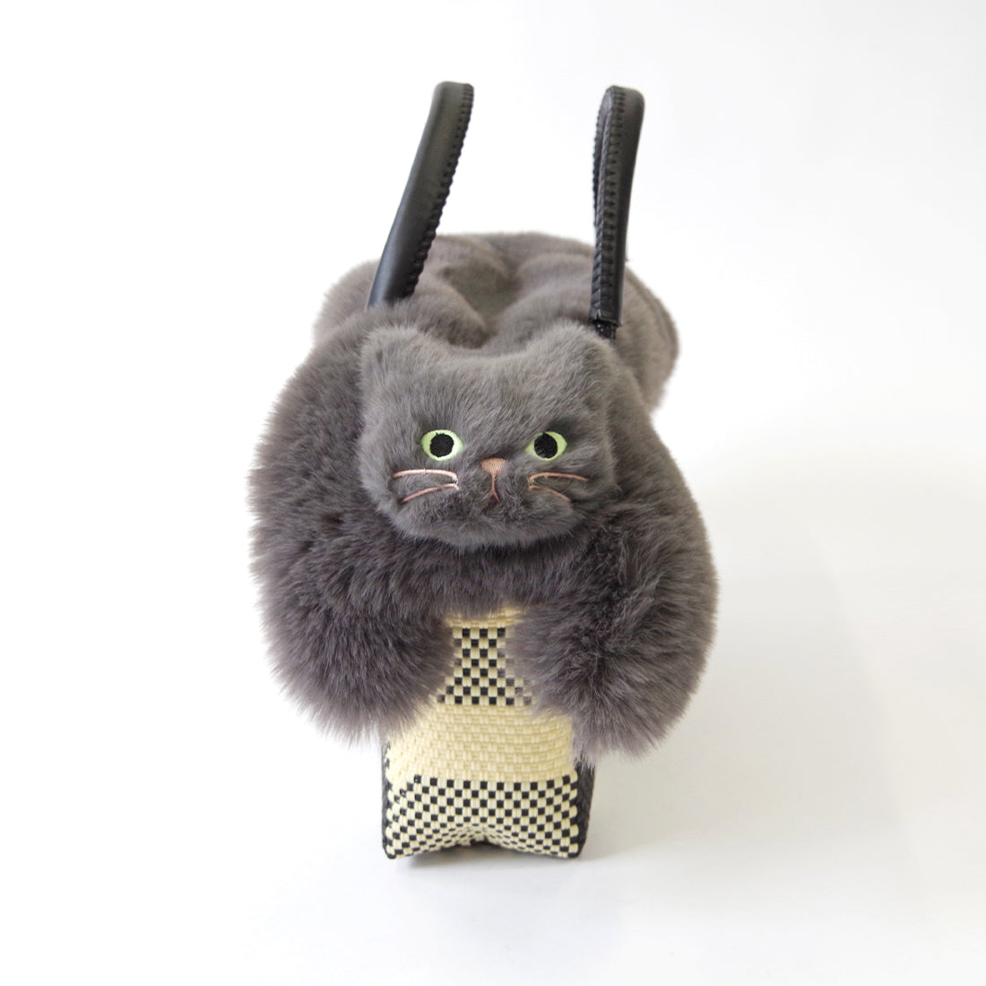【売上の一部を寄付｜保護犬猫支援】WOVEN ウーヴン 【ECO FUR NEKO FLAP COVER】 エコファー猫フラップカバー かばん用アクセサリー ネコ 猫 ねこ 横型