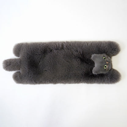 【売上の一部を寄付｜保護犬猫支援】WOVEN ウーヴン 【ECO FUR NEKO FLAP COVER】 エコファー猫フラップカバー かばん用アクセサリー ネコ 猫 ねこ 横型