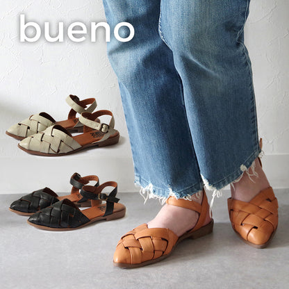 【BUENO SHOES ブエノシューズ】 ストラップサンダル 【Q0704】トルコ製 編み込み グルカ風 バックストラップ