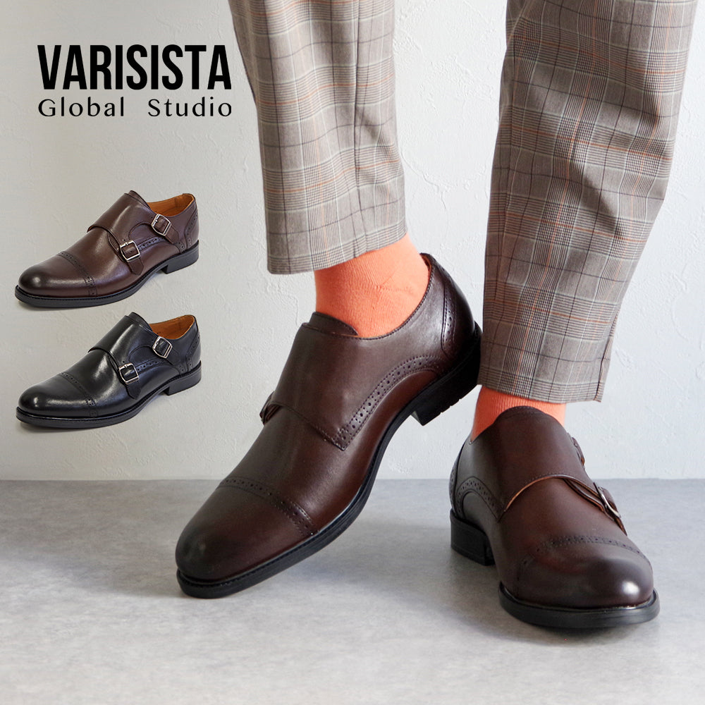 【特典付き】【VARISISTA Global Studio ヴァリジスタ グローバルスタジオ】 ダブルモンクストラップシューズ【1102】 ビジネスシューズ