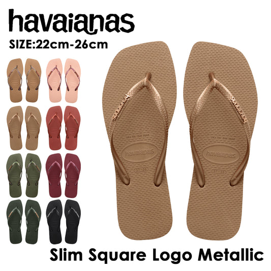 havaianas (ハワイアナス) 【日本正規代理店商品】Slim Square Logo Metallic スリム スクエア ロゴメタリック サンダル 正規品 ラバービーチサンダル