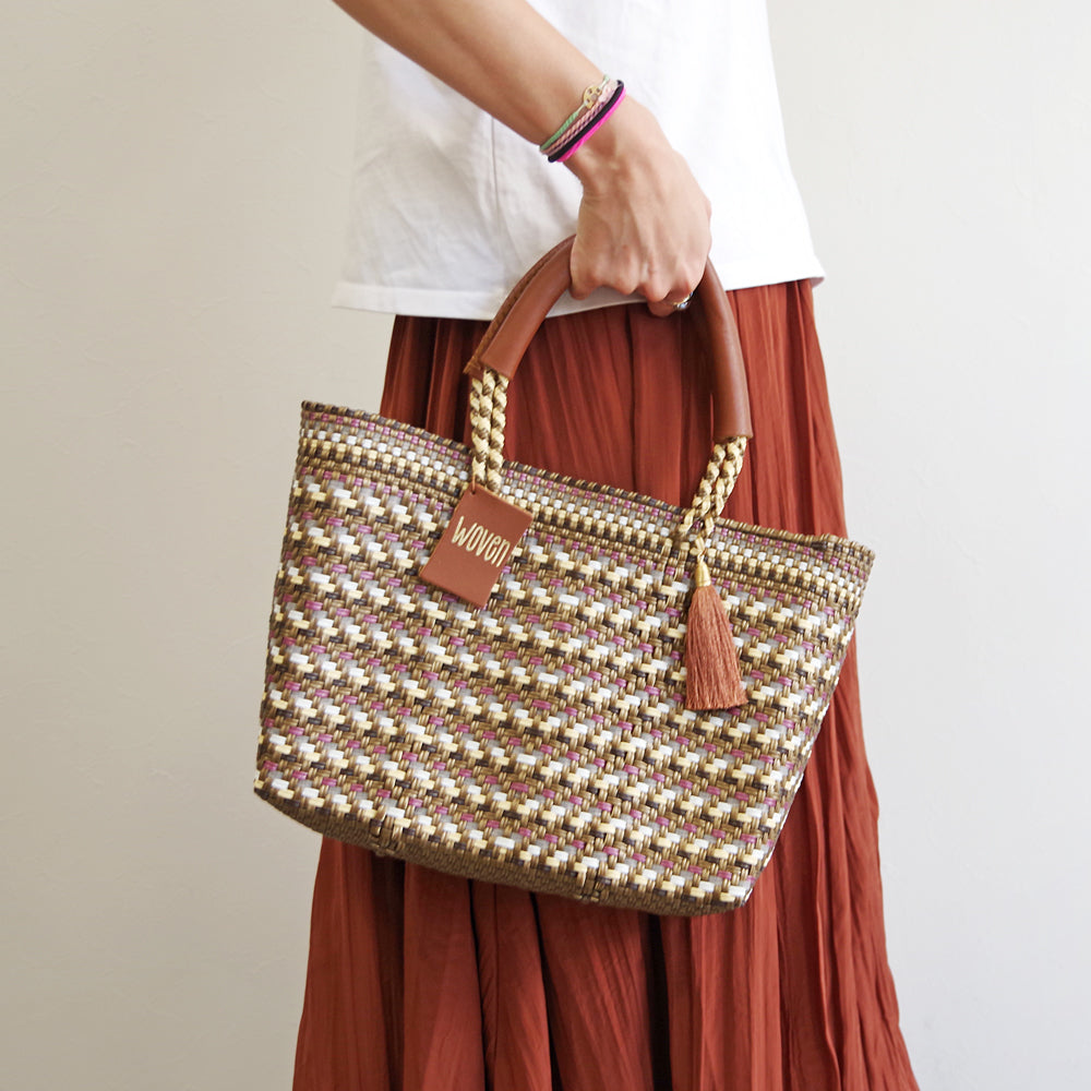 【WOVEN ウーヴン】メキシコ製 バスケットバッグ メルカドバッグ かごバッグ