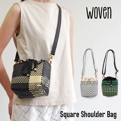 【WOVEN ウーヴン】スクエアショルダーバッグ【SQUARE SHOULDER BAG】 メキシコ製 バスケットバッグ メルカドバッグ