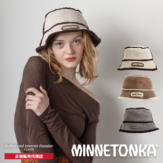 【MINNETONKA ミネトンカ】正規販売代理店 正規品 【SUEDE BOA REVERSIBLE BUCKET HAT】 スエード× ボアリバーシブルバケットハット