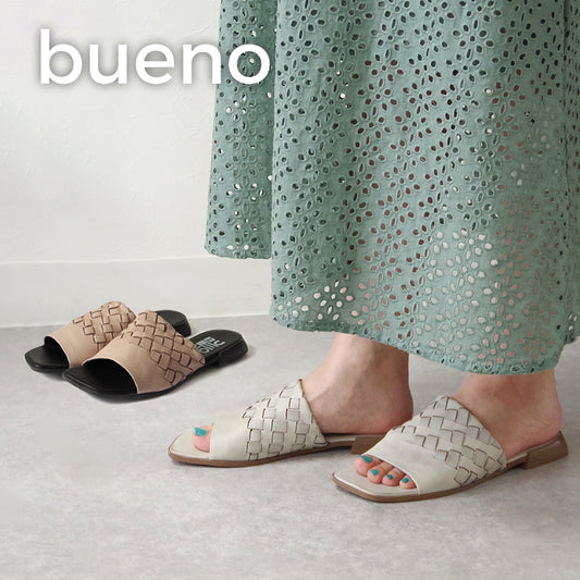 【BUENO SHOES ブエノシューズ】 フラットサンダル 【U1804】 トルコ製 編み込み スライドサンダル フラットサンダル