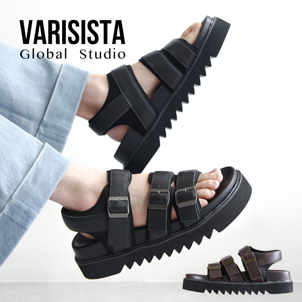 【VARISISTA Global Studio ヴァリジスタ グローバルスタジオ】 ネオプレンレザーサンダル 【VG2301 】 スポーツサンダル 厚底 本革