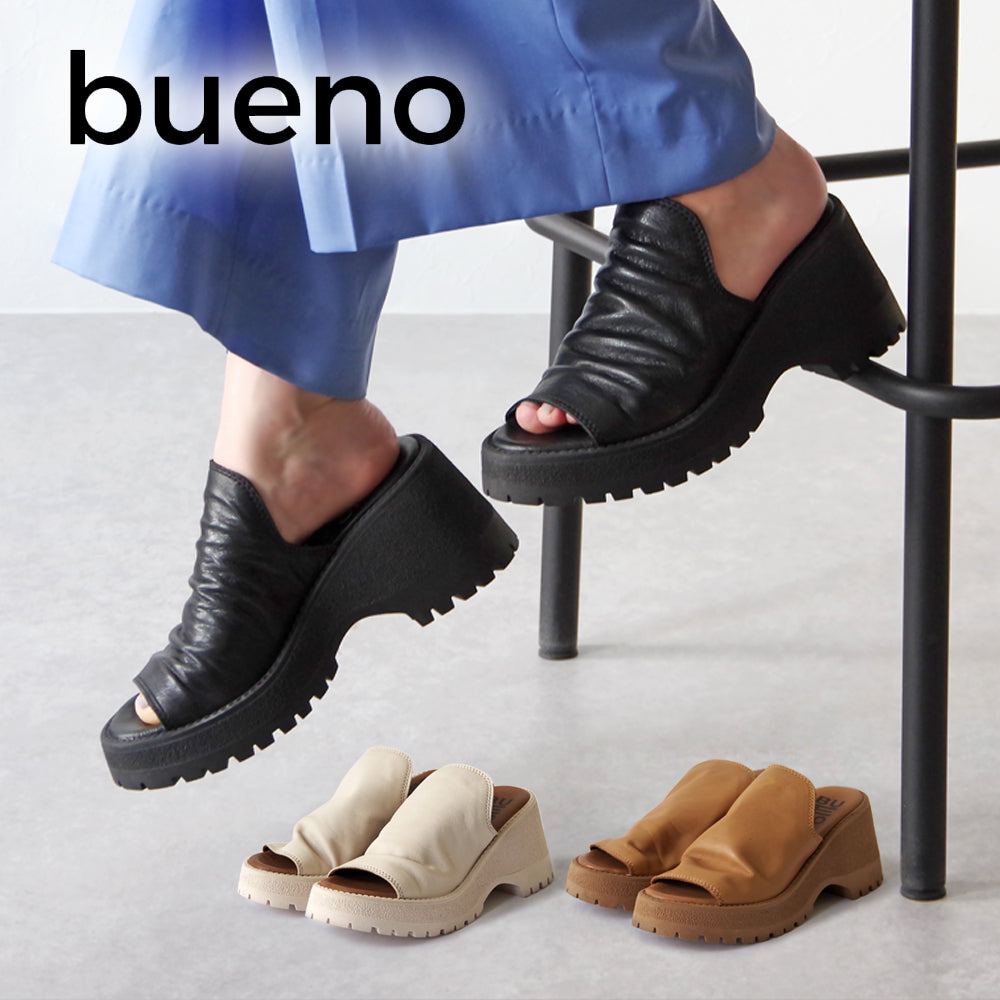 【BUENO SHOES ブエノシューズ】 厚底サンダル 【Y1206】 トルコ製 スライド サンダル つっかけ トラックソール