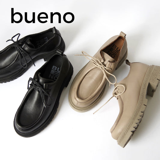 【BUENO SHOES ブエノシューズ】 チロリアンシューズ  【Z1413】 モカシン レースアップ ローファー オックスフォード トラックソール 厚底