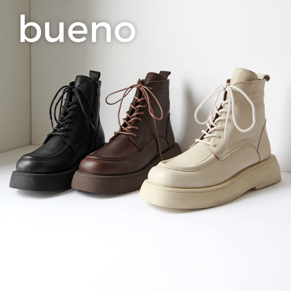 【BUENO SHOES ブエノシューズ】厚底レースアップブーツ 【Z6405】 ショートブーツ ミドルブーツ トラックソール