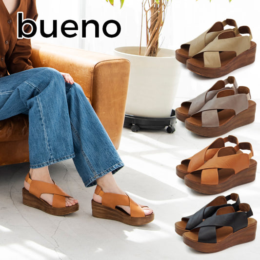 【BUENO SHOES ブエノシューズ】トルコ製 クロスベルトウエッジソールサンダル【L3402】