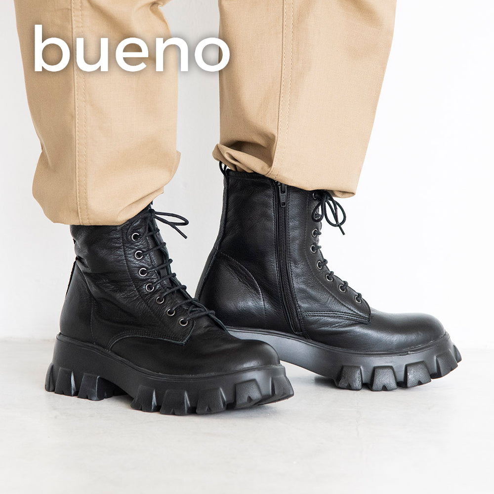BUENO SHOES ブエノシューズ ブーツ レザーブーツ トルコ製 レースアップ ボリュームソールブーツ【R5602】