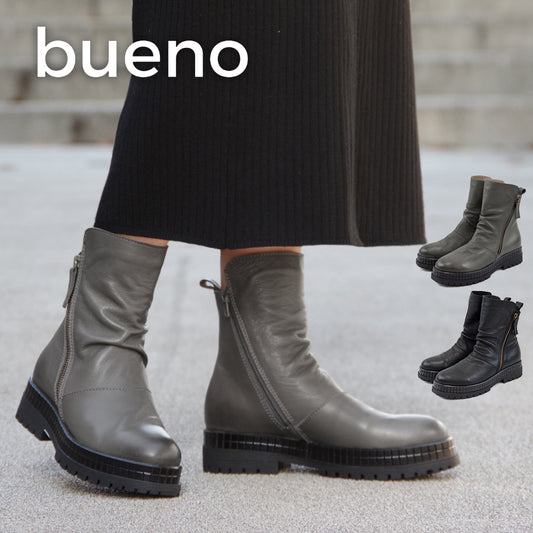 BUENO SHOES ブエノシューズ ブーツトルコ製 サイドジップドレープブーツ【T3800】