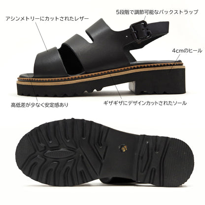 【BUENO SHOES ブエノシューズ】トルコ製 デザインカット バックストラップサンダル【U6702】