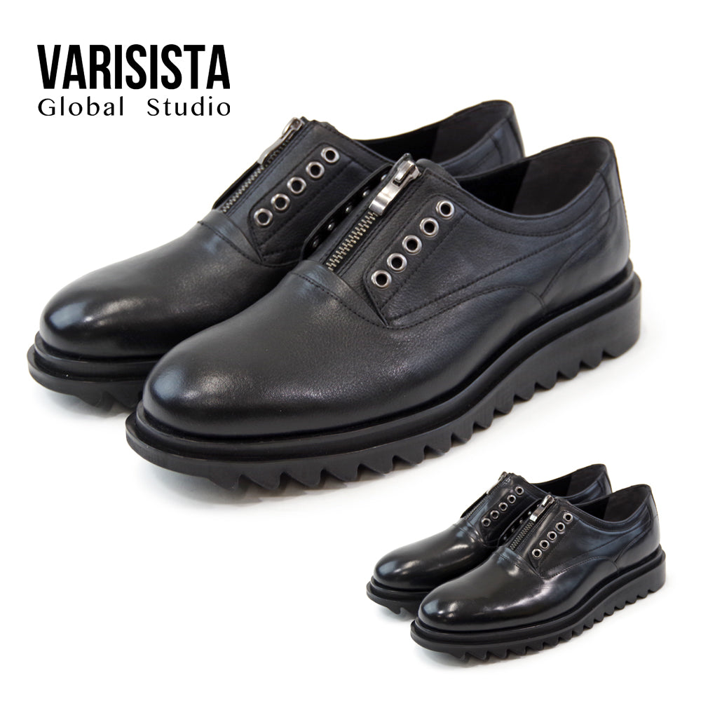 【VARISISTA Global Studio ヴァリジスタグローバルスタジオ】フロントジップレザーシューズ (22020)