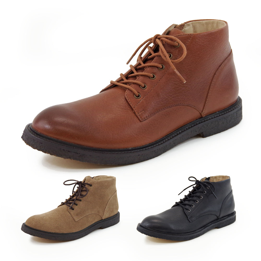 【VARISISTA Global Studio 】【ZC10904】レザーシューズ クレープソール サイドジップ ショートブーツ革靴 紳士靴